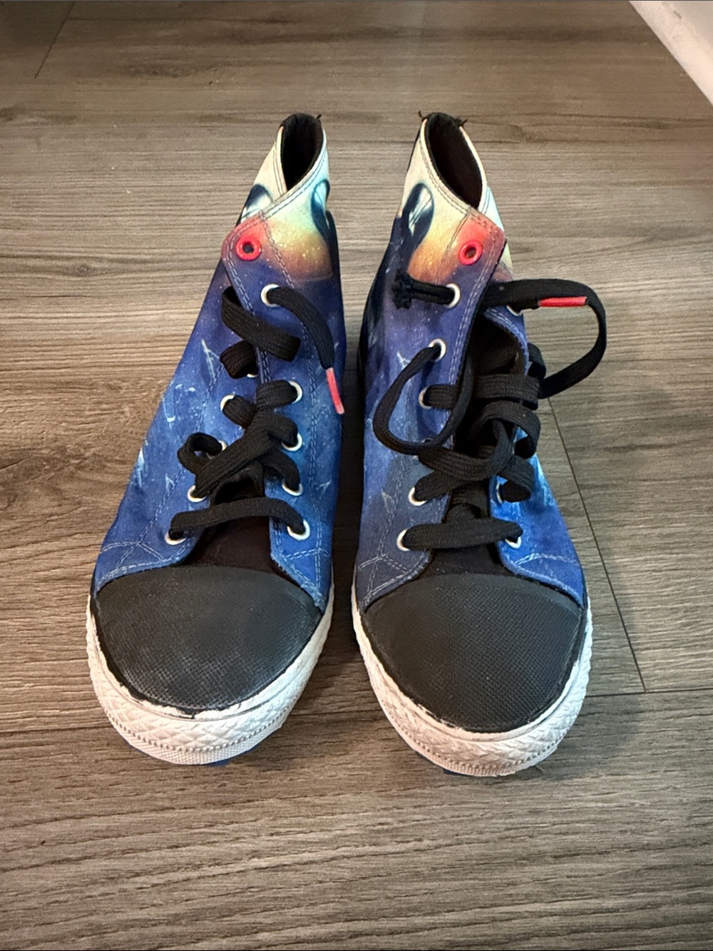 Skechers Darth Vader Kids High-Top Sneakers in Blue Galaxy Print - Unbranded